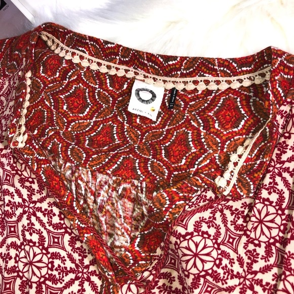 Anthropologie Akemi & Kin Tunic Orange Red Top - Picture 2 of 7
